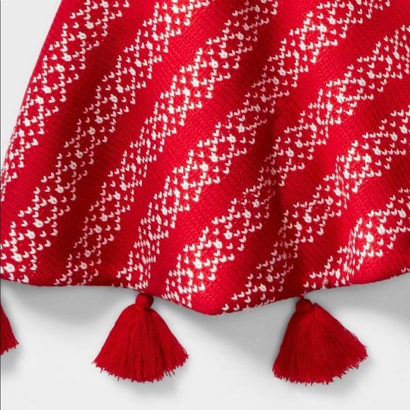 NWT  48in Fair Isle Christmas Tree Skirt with Tassels Red/White - Wondershop - Picture 2 of 7